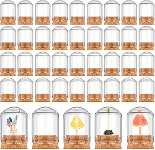 Barydat 50 Pcs Cloche Glass Dome with Cork Lids Cloche Bell Jar Mini Glass Bottles with Base Decorative Jars Display Case for Specimen Flower Storage Crafts Arts Party Favor Decor (8 ml)