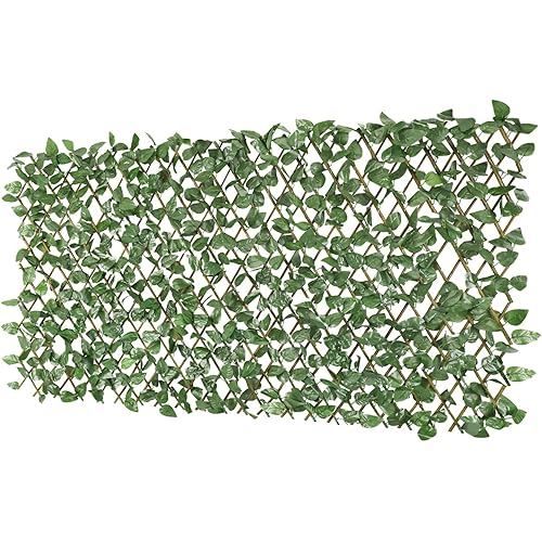 SunnyRoyal Artificial Leaf Faux Ivy Expandable/Stretchable Outdoor Privacy Fence Screen for Balcony Patio Decoration Fencing Panel (Single Sided Leaves) Laurel 1 Piece
