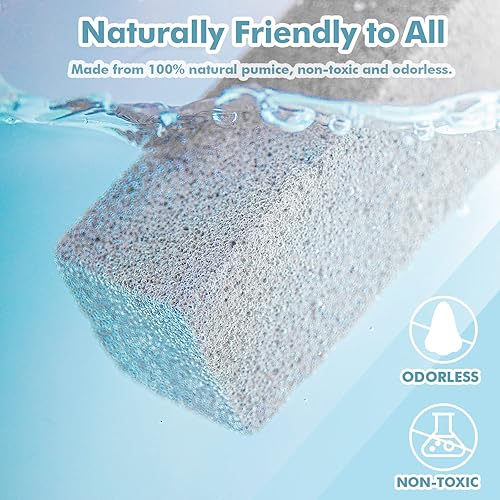 Miniatura 5 de Paquete de 2 piedras pómez para limpieza de inodoros con mango extra largo, cepillo de inodoro de piedra pómez premium, removedor de manchas de agua
