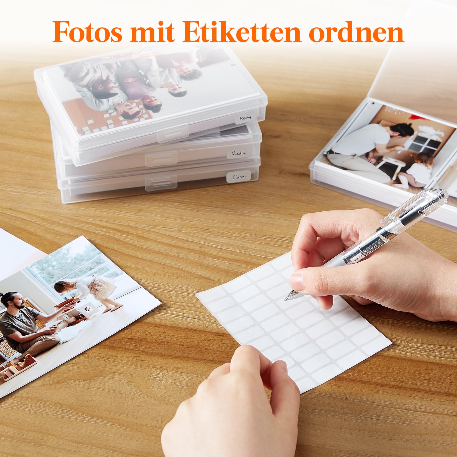 Lifewit Fotoaufbewahrungsbox 10,1 x 15,2 cm, 18 Fotohalter, durchsichtige Fotoboxen, Kunststoff Foto-Organizer
