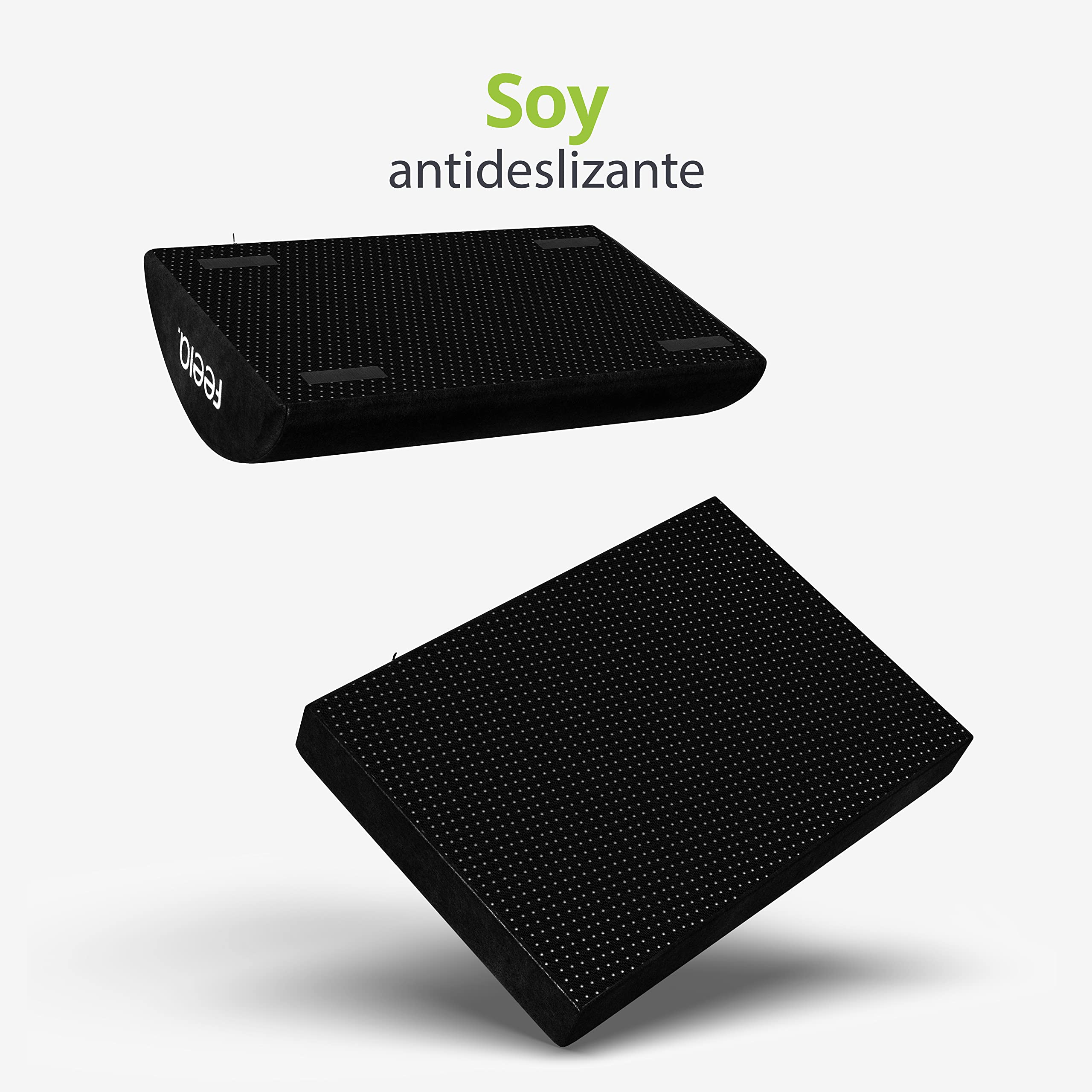 feela. Reposapiés ergonómico para oficina & Co | Se puede utilizar como taburete, reposapiés o reposapiés en la oficina | Foot Rest | Regulable en altura (Negro)