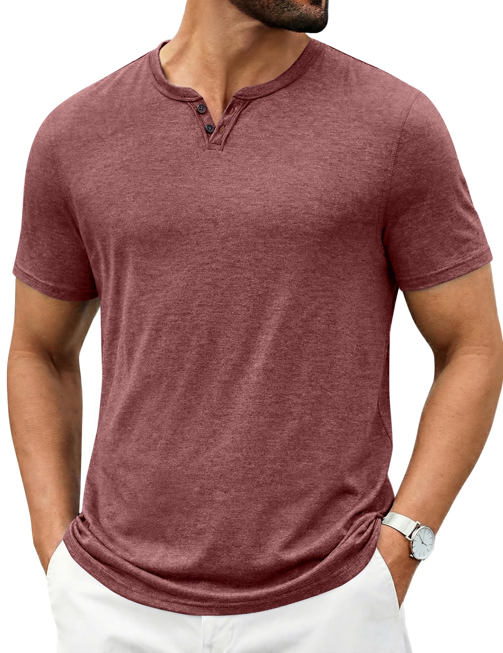 COOFANDY Men's T Shirts Short Sleeve Casual V Neck T-Shirt Soft Notch Neck Tee Classic Plain Shirts