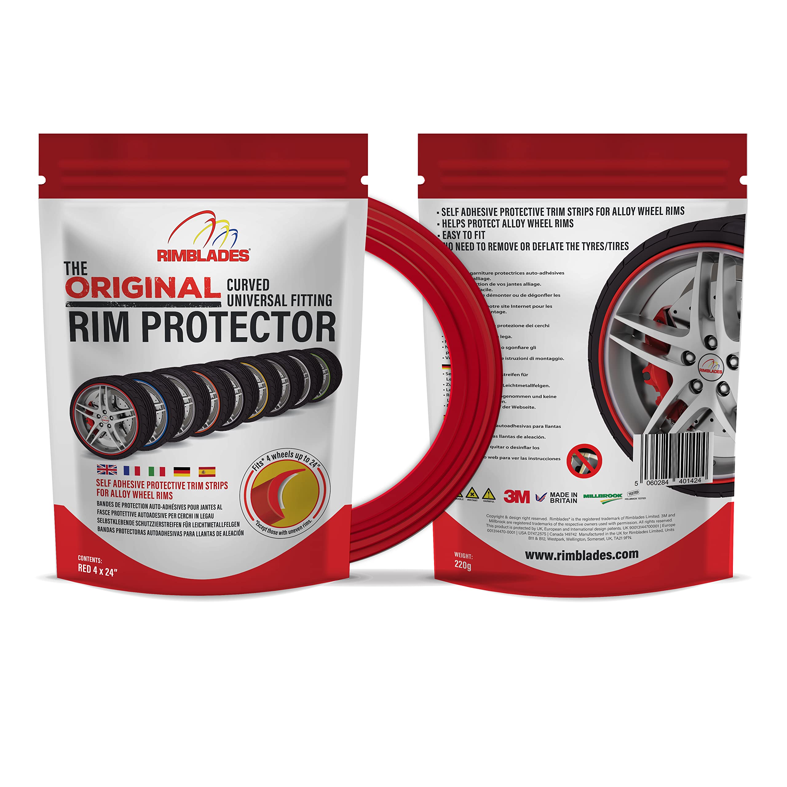 universal Felgenschutz & Styling Neu 2018 Alu Felgen Schutzring Felgenringe Felgenstyling 13 bis 22 Zoll Rim Protector Guard Ringz Felgenrandaufkleber Felgenhornschutz (Rot)