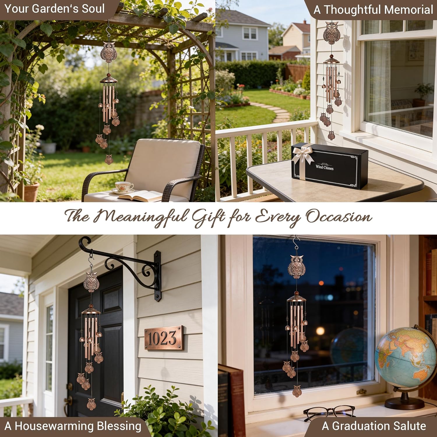 Wise Guardian Owl Wind Chime for Outside - The for Dad, Mother's Day, Family & Siblings, Graduation, Teacher, New Home & Your Garden (39 inches)