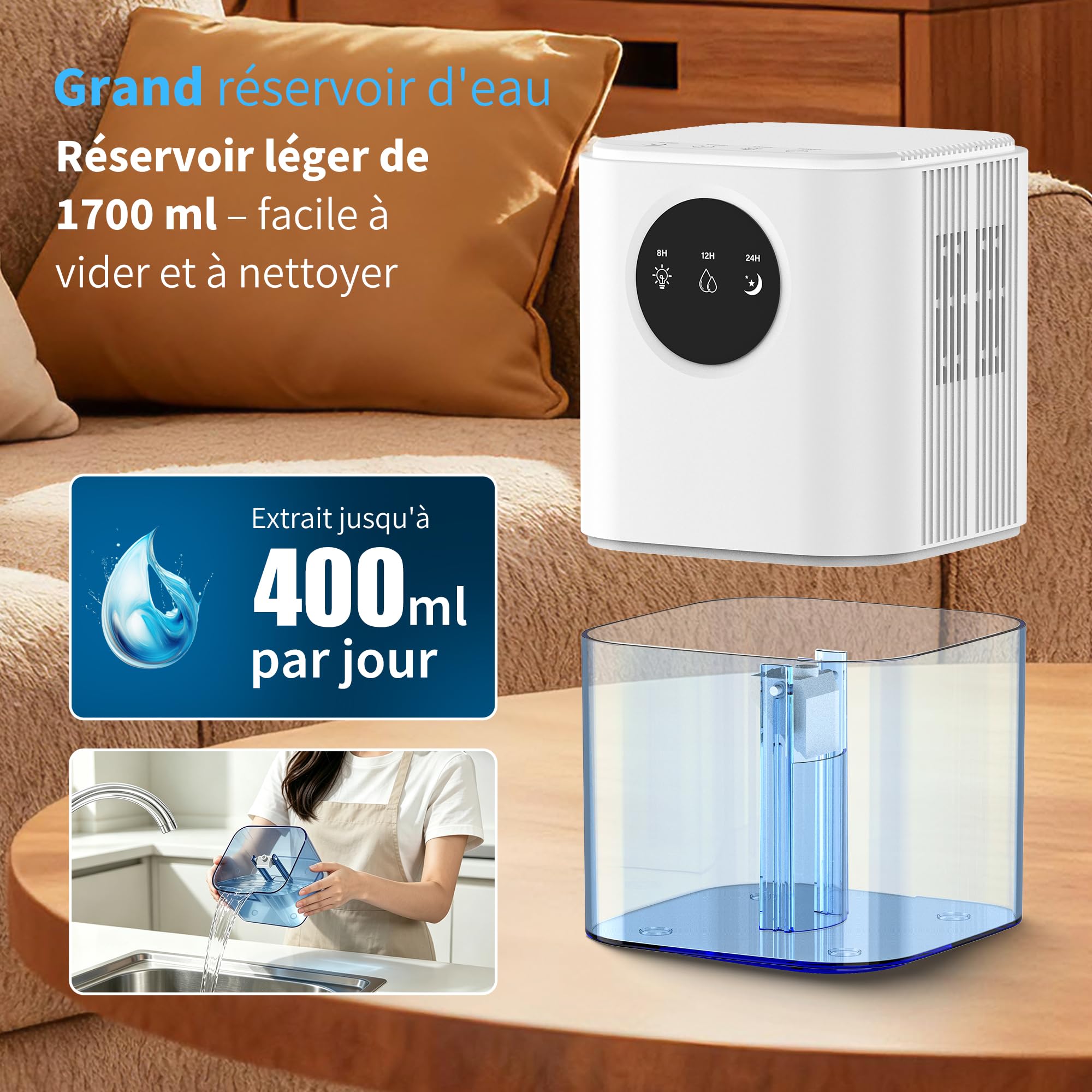 Déshumidificateur d'Air Électrique 1700 ml