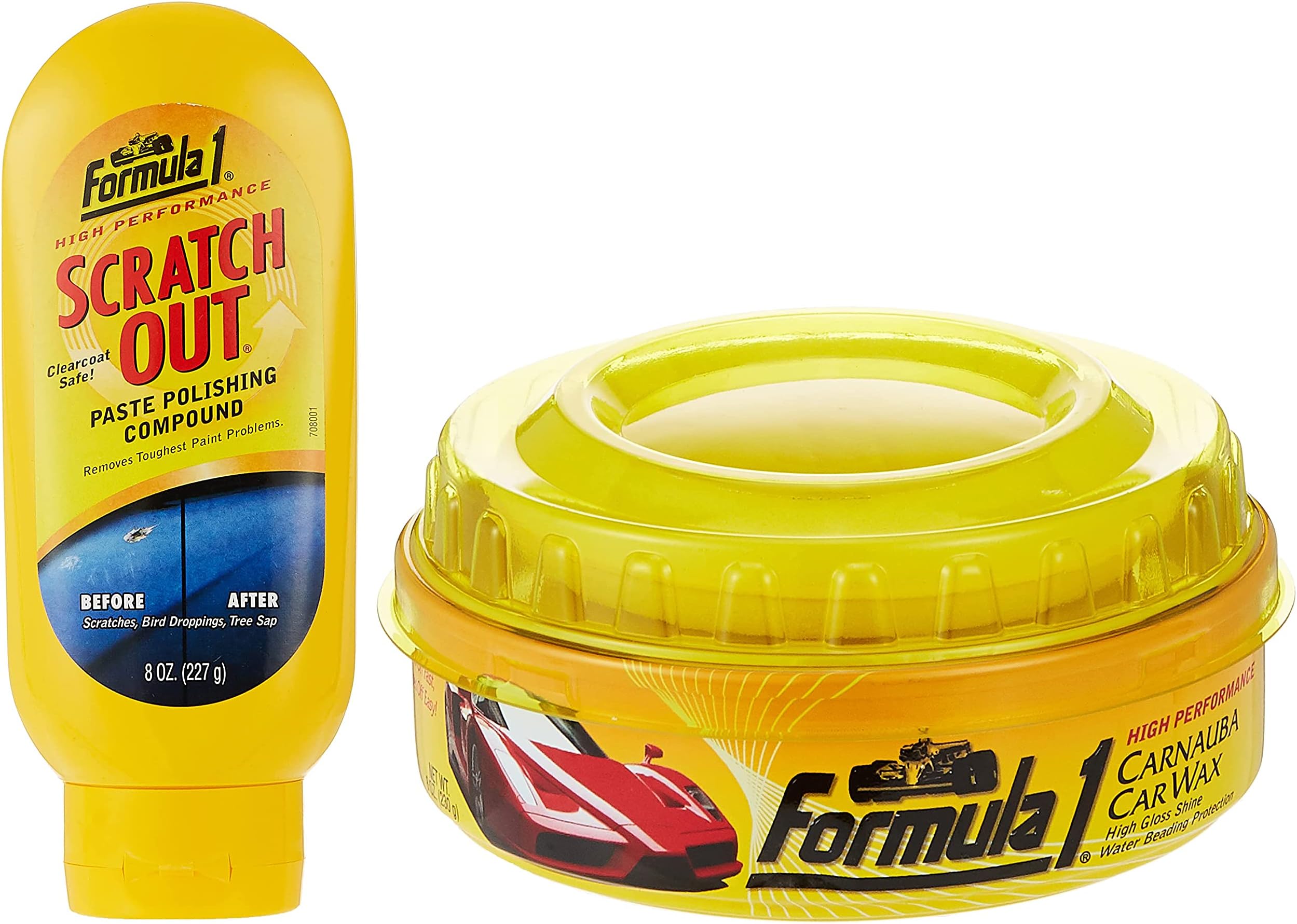 Formula 1 615026 Carnauba Paste Wax (230 g)+Formula 1 613191-E Scratch Out Heavy Duty Paste (227 g)- (Only for Minor Scratches)