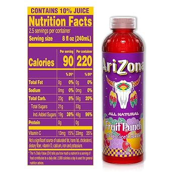 Arizona Fruit Punch Juice Drink, 20 Fl Oz, Pack of 24