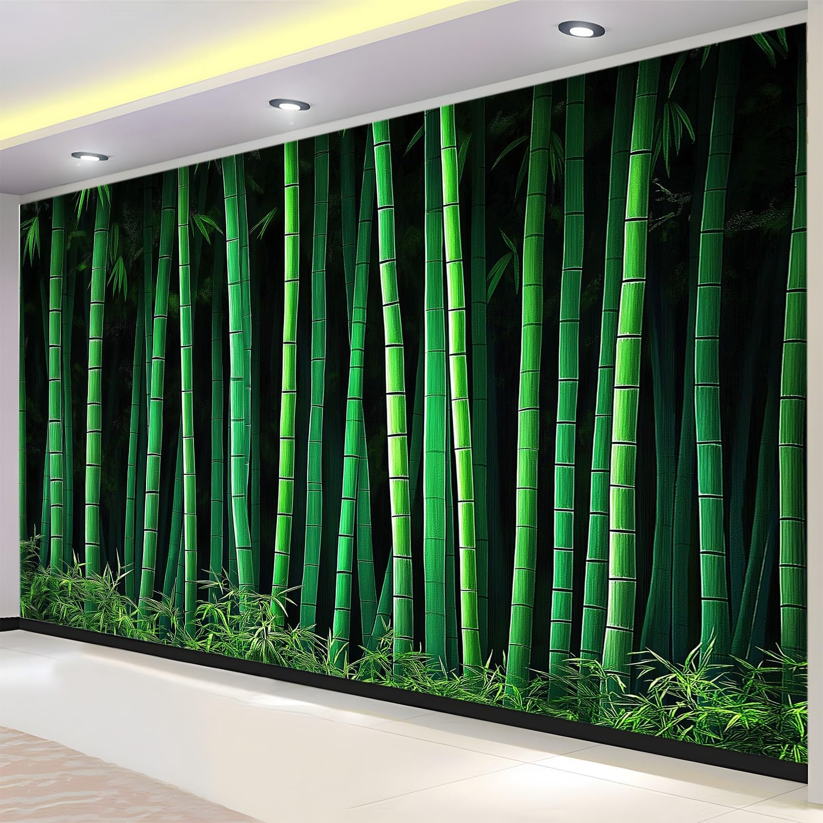 Générique 200 x 140 cm panoramiczna tapeta elegancki naturalny las bambusowy 3D projekt ścienny, dekoracja ścienna do zdjęć, tapety z włókniny dekoracja ścienna salon sypialnia, zielony