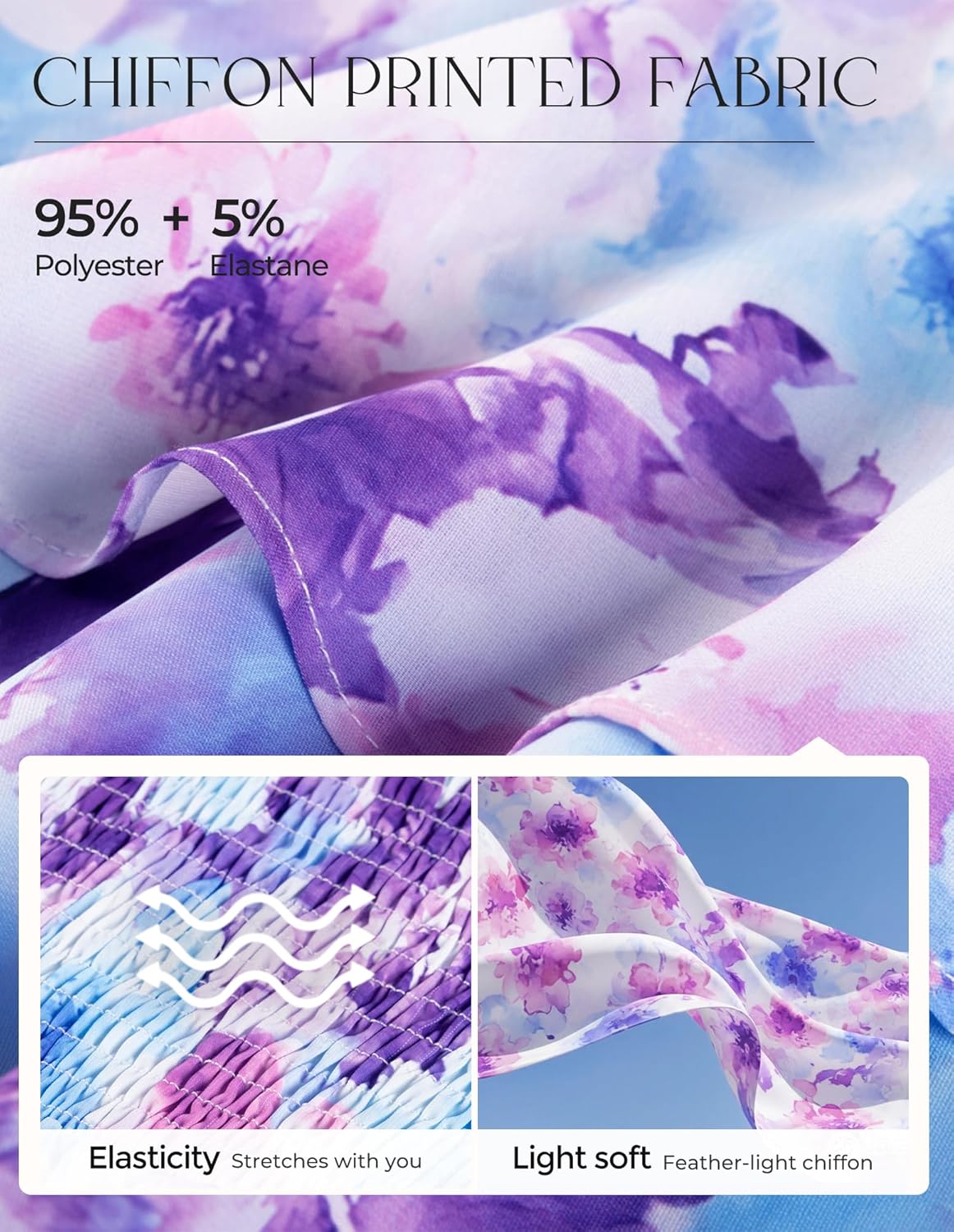 GRACE KARIN Womens Summer Dresses 2026 Puff Short Sleeve Floral Wedding Guest Dress Smocked Tiered Maxi Dress with Pockets - Image 5