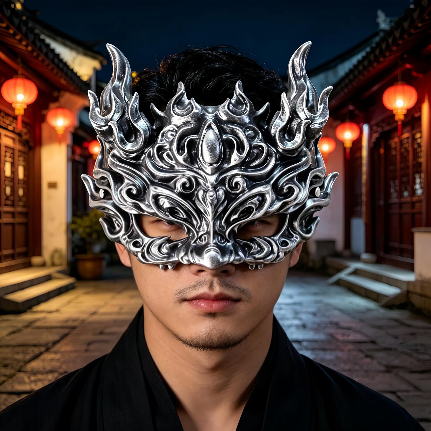 Resin Cosplay Mask Christmas, Halloween,and Easter Party Props,Adult Series,Mythical Qilin Mask,Retro Style