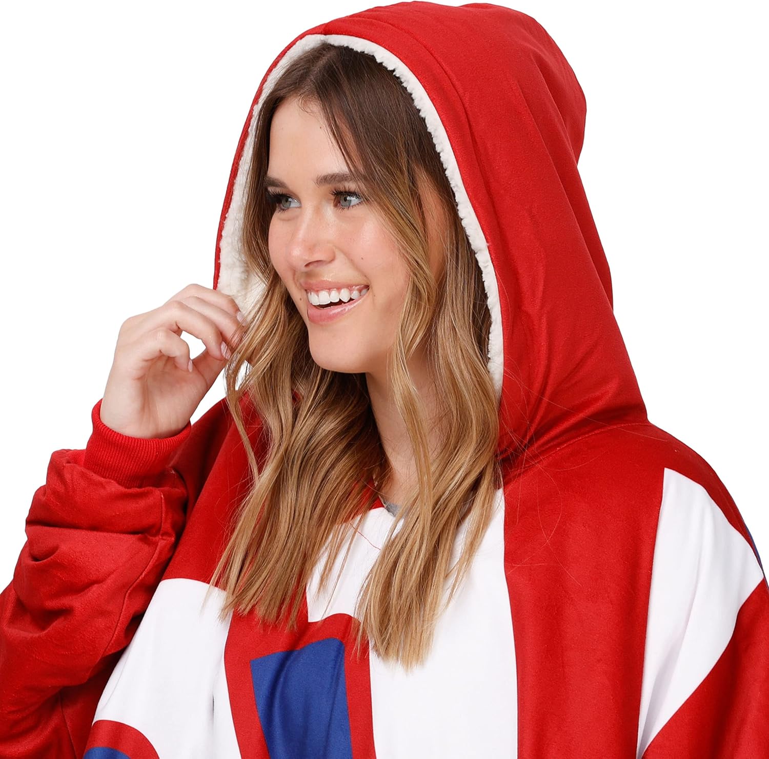 FOCO NFL Team Logo Reversible Oversized Sherpa Hoodie Sweatshirt Hoodeez, Colorblock, One Size