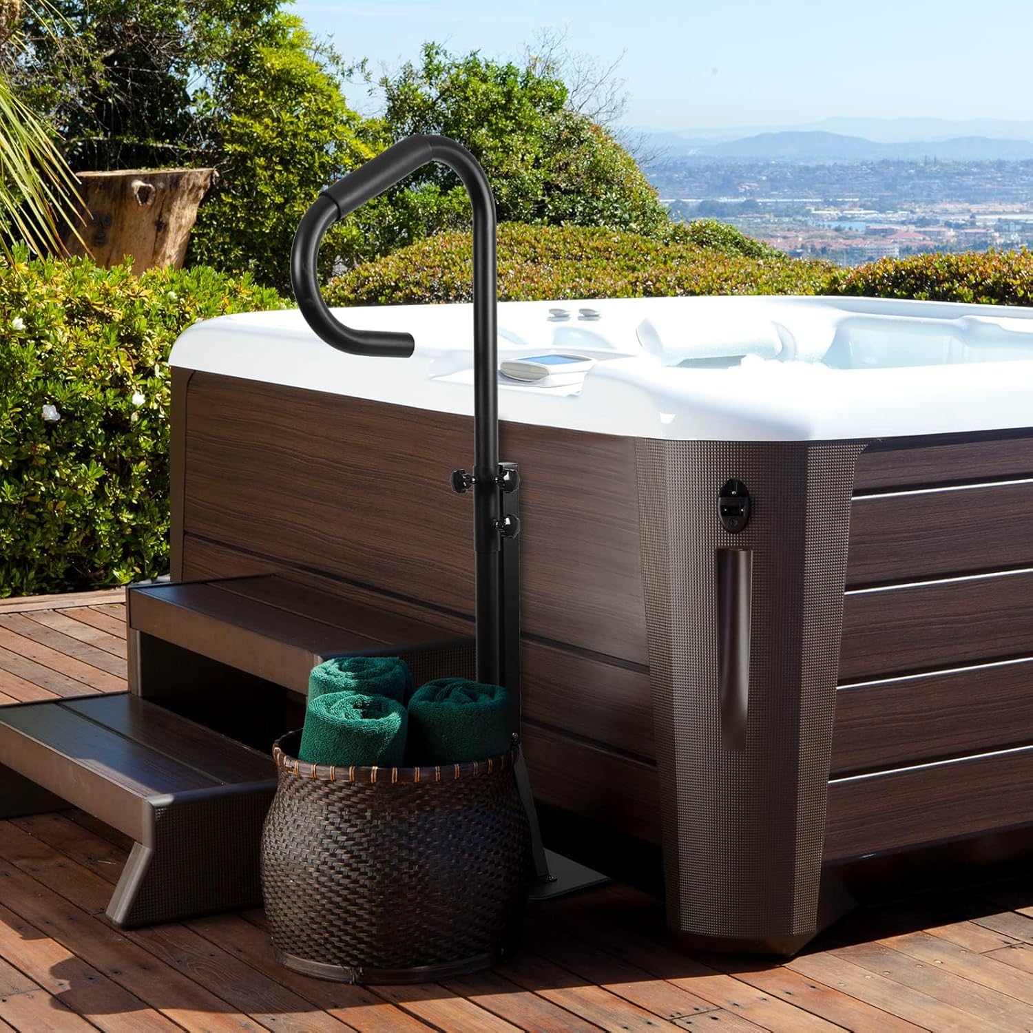 56" H Safety Hot Tub Handrail 360 Rotatable Adjustable Height Spa Hot Tub Handrail Safety Rail Stationary