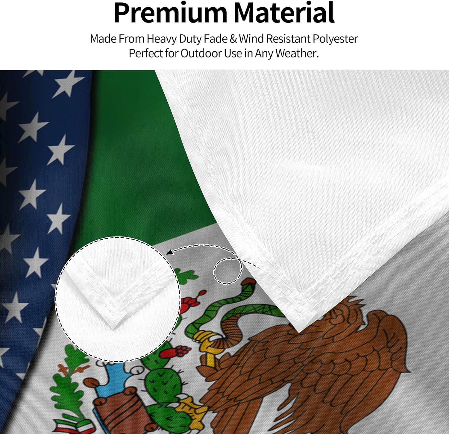 Usa America American And Michoacan Mexico Mexican Flag 3x5 Ft Double-Sided Printed Indoor/Outdoor Flag Polyester Fabric Decorative Banner With 2 Brass Grommets 3x5 Foot Flags For Outside - Image 4