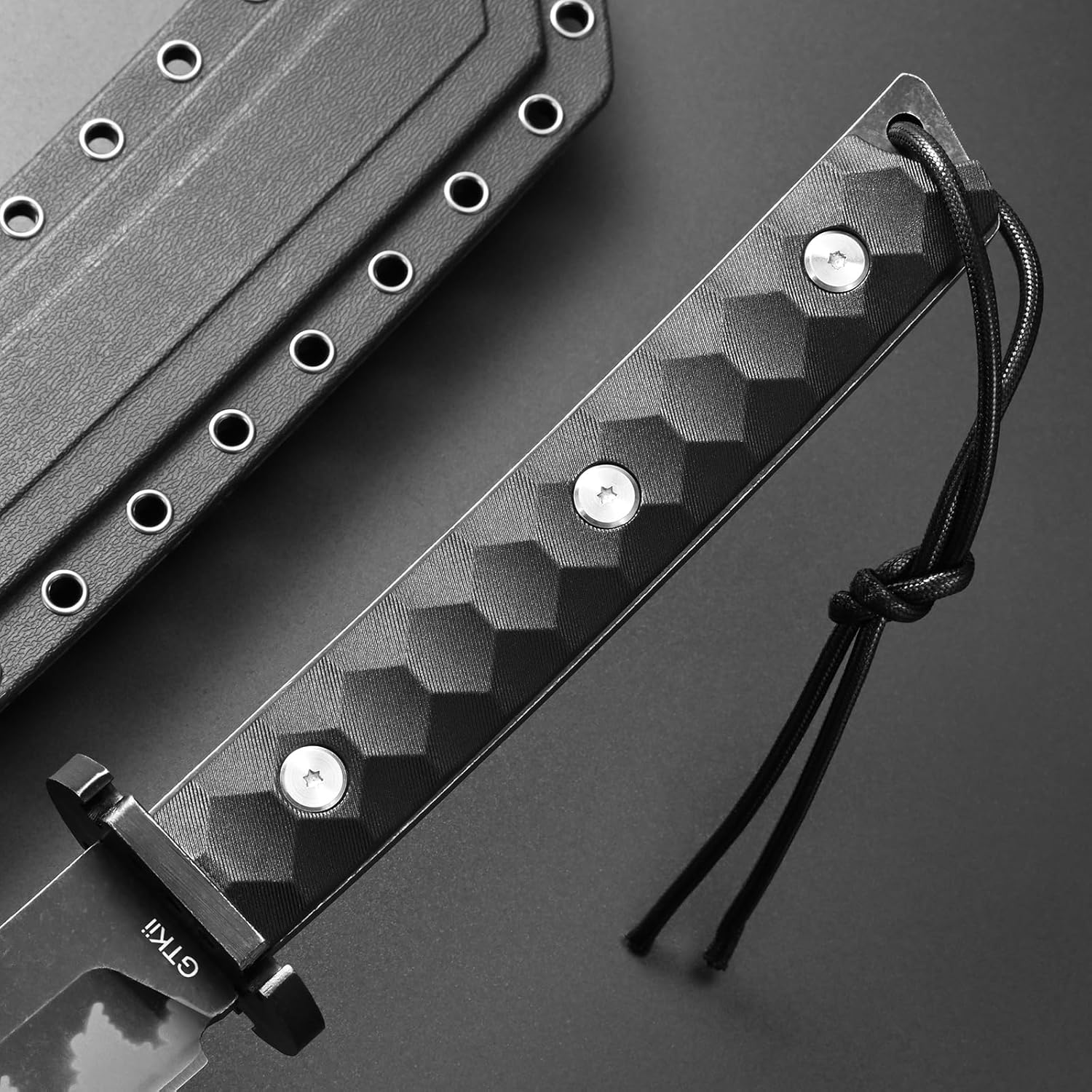 GTK33 Fixed Blade Knife AUS-10 Steel Blade Full Tang Nylon Fiberglass Handle Cool Style Knifes for Outdoor Camping Adventure Collection (Black) - Image 5