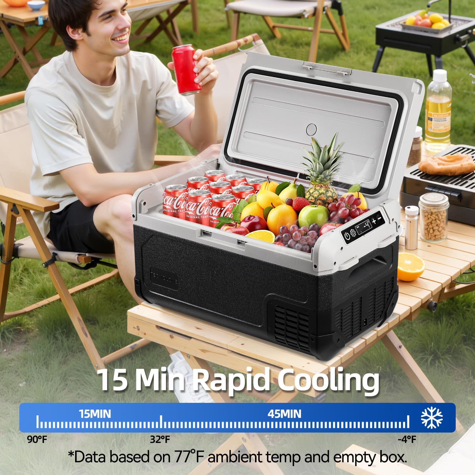 12V Car Refrigerator 21QT Portable Fridge Freezer with Blow Expansion Evaporator -4 68 12 24V DC 120-240V AC — view 2