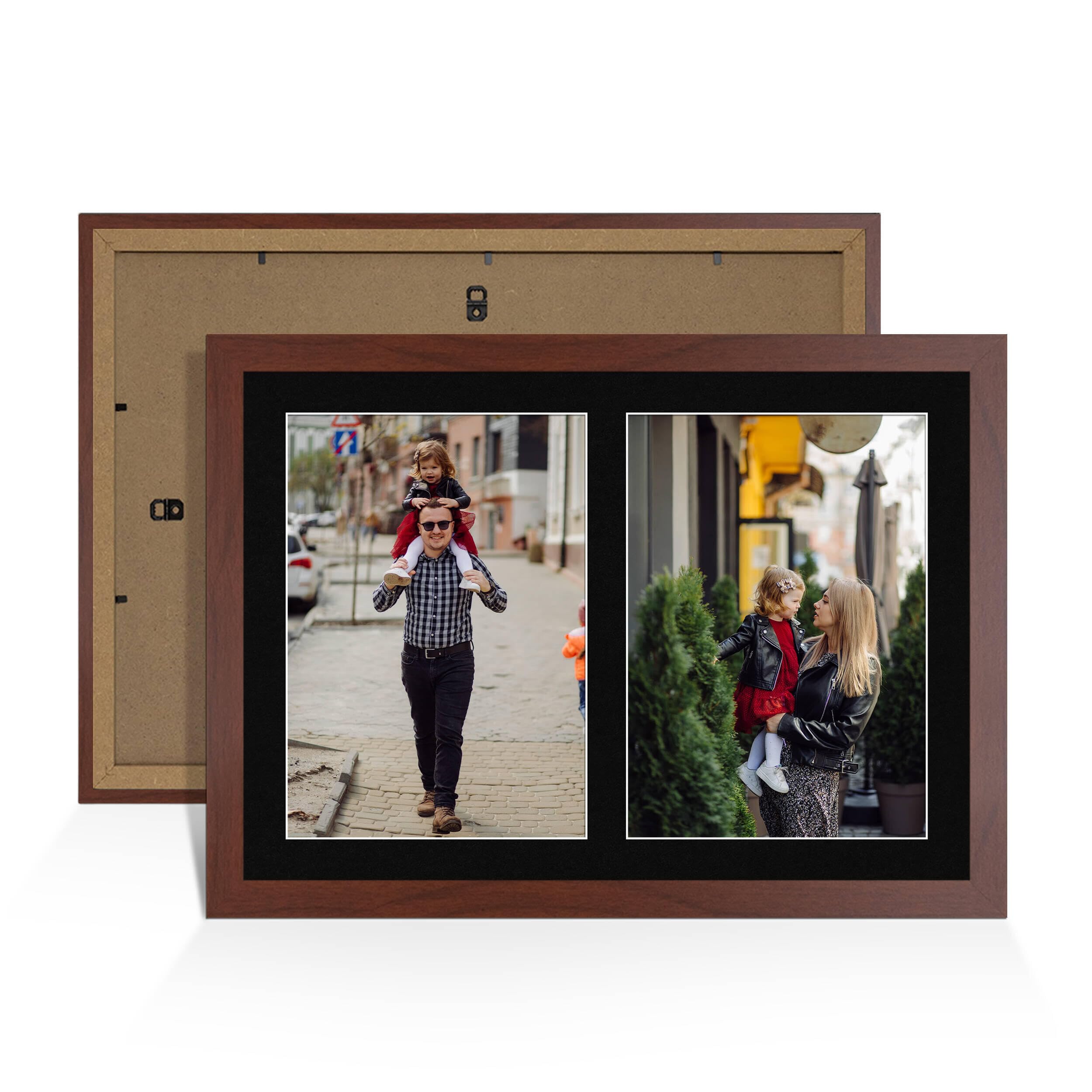 Alison Kingsgate Rose Wood 20x14 Photo frames for multiple pictures -2 Apertures Collage Frame with Black Mount - Holds (2x) A4 Photos - Engineered Wood & Perspex โ image 1
