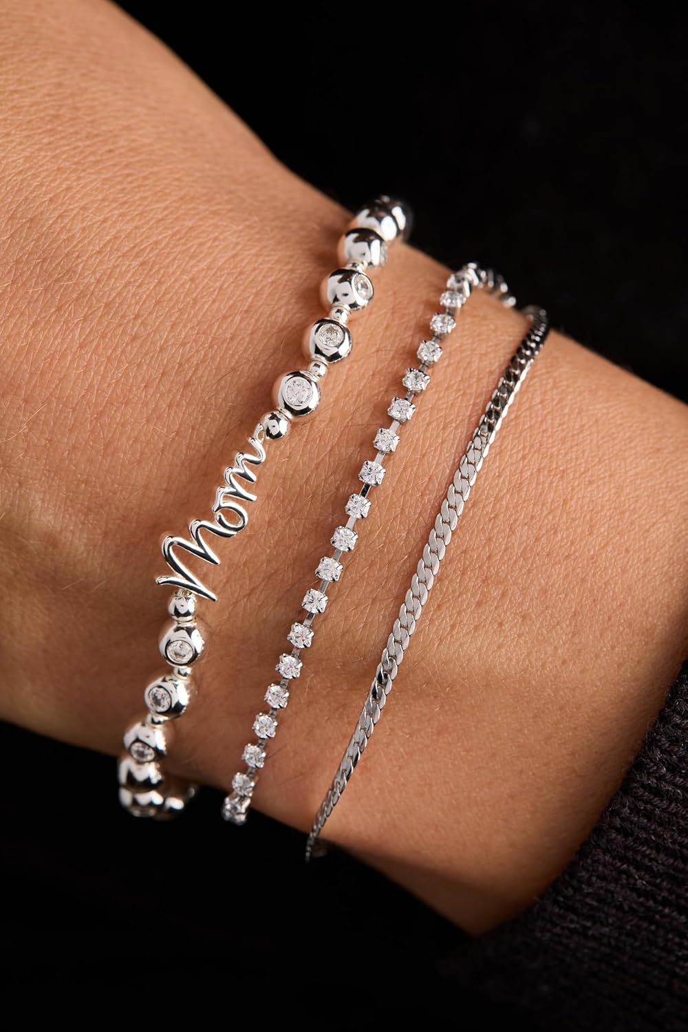 Alex and Ani Mom Elongated Crystal Stretch Bracelet for Women