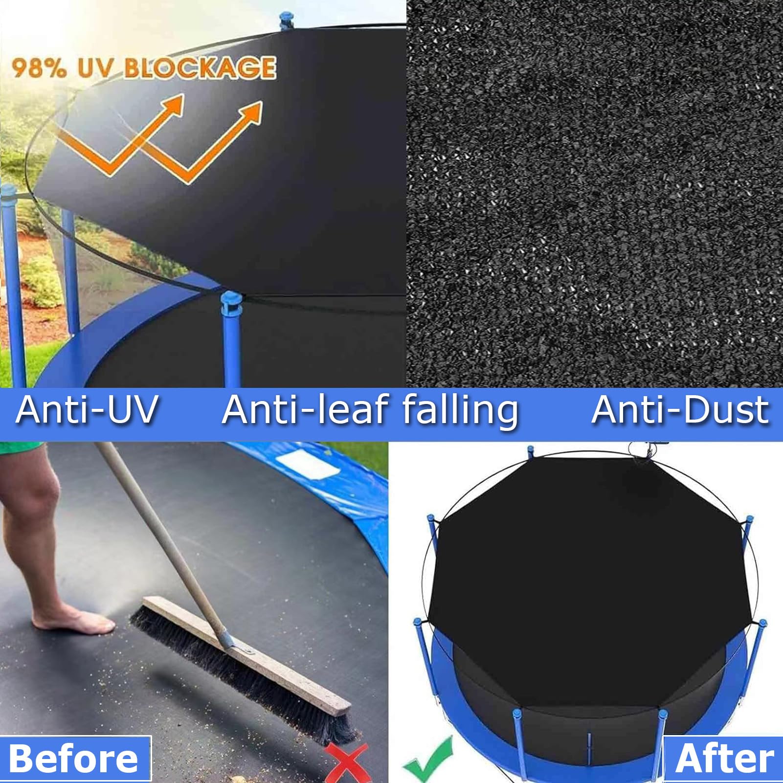 Copertura Ombreggiante Superiore del Trampolino, Rete di Protezione Solare del Trampolino, Isolamento Esterno Telo Ombreggiante Traspirante UV E Anti Foglie
