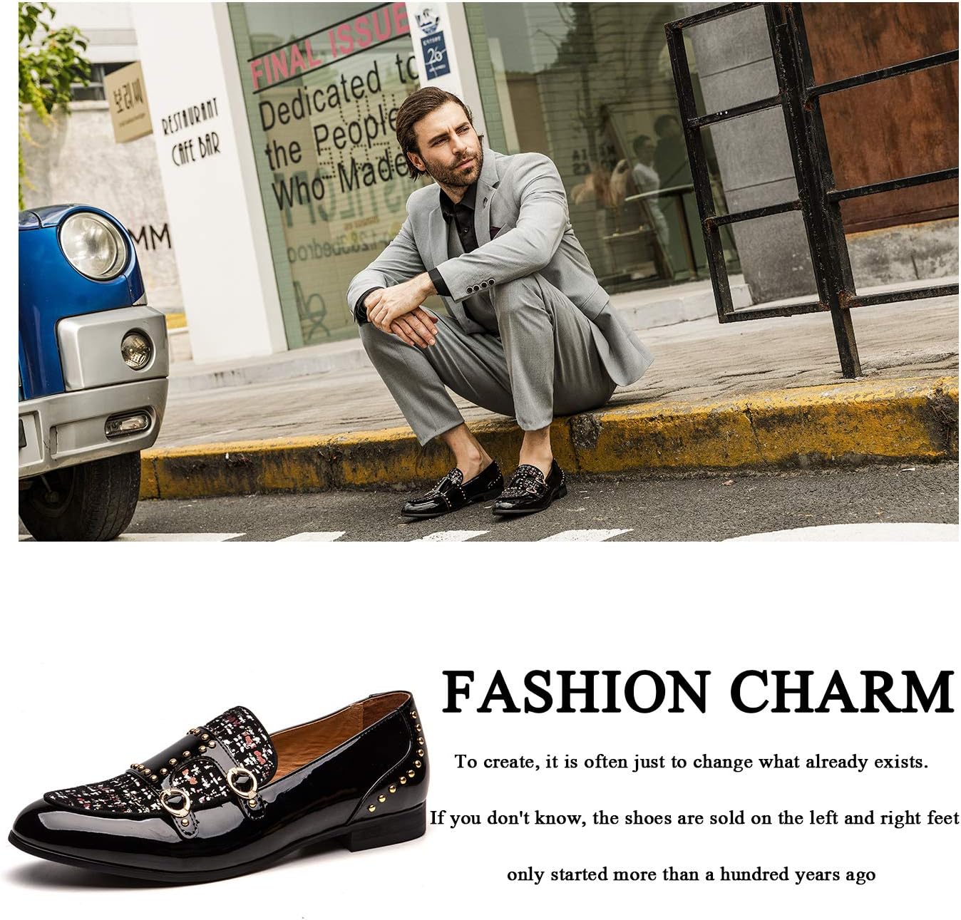 JITAI Men's Dress Shoes - Casual Rubber & Leather Loafers for Men - Fashion Business Formal Wear - Image 6