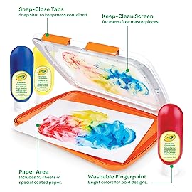 Crayola Mess Free Finger Painting Station - Washable Finger Paint for Toddlers, Christmas Gifts for Grandkids, Arts & Crafts Set, Sensory Activity, Travel Toy, Ages 1+