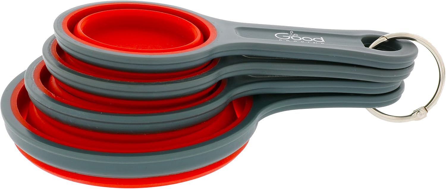 Collapsible Measuring Cups - 4pc Nesting Silicone Dry Measuring Cup Set (BPA Free)- 1/4 Cup, 1/2 Cup, 1/3 Cup, 1 Cup