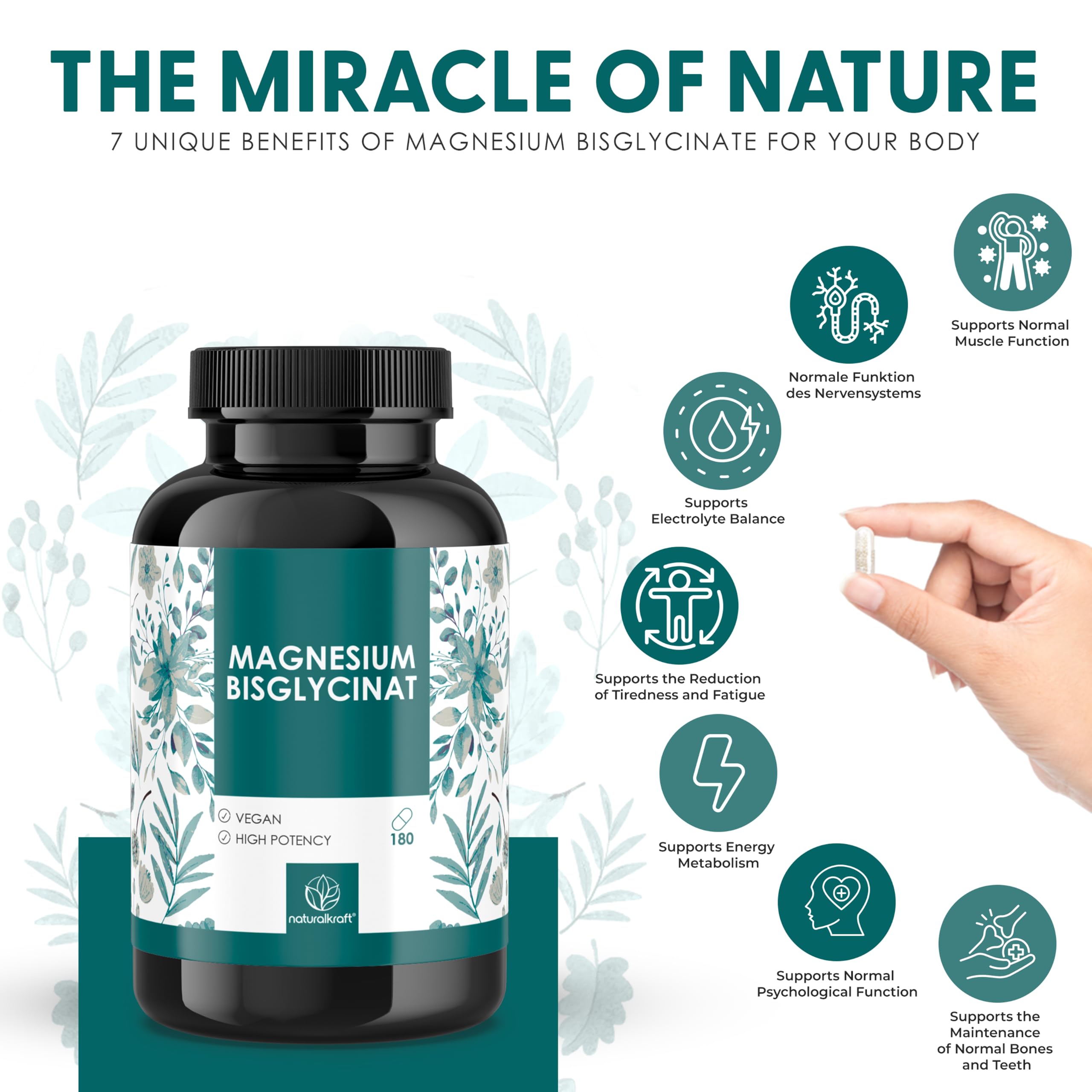 Magnesium Bisglycinate 2400 mg per Serving – High Absorption Magnesium Supplement – Gentle on Stomach, Non-Laxative – Supports Sleep, Muscle & Mood – Vegan, Non-GMO, Gluten-Free – 180 Capsules — Amazon image 3