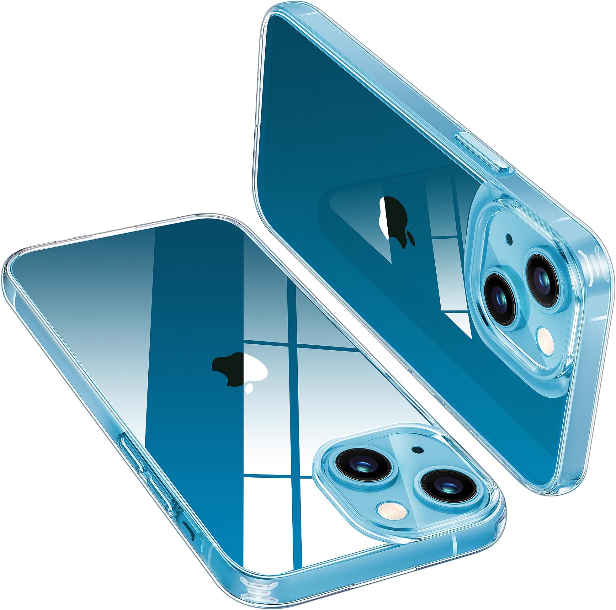 USLAI Crystal Clear Designed for iPhone 13 Case, [Drop Protection] [Anti-Scratch] Silicone Shockproof Protective Phone Case Slim Thin Cover for iPhone 13, Clear