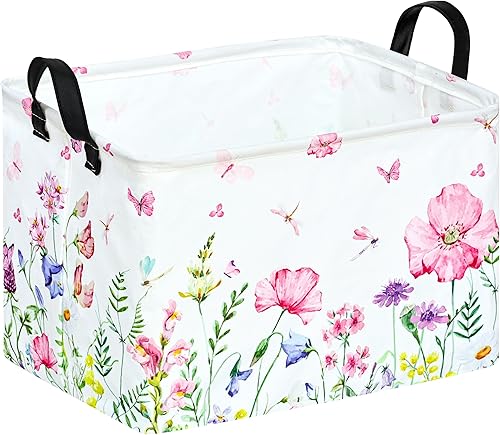 Miniatura 8 de ACMUUNI REC - Cesta de ropa de lona con asas, organizador de almacenamiento de algodón impermeable, perfecto para niños y niñas, habitación de