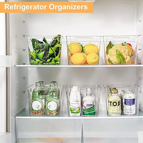 Vista 5 de Attelite - 6 unidades de contenedores de almacenamiento de plástico transparente grandes con asas para organizar la despensa, contenedores