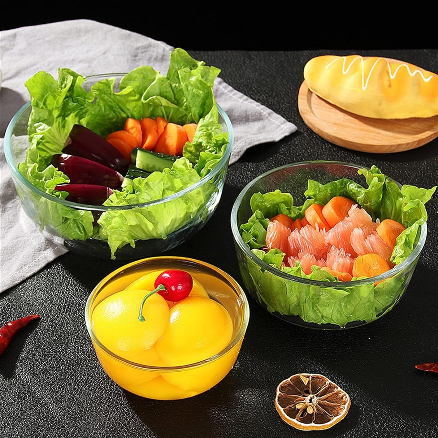 Schüssel, Glasschüsseln Salatschüssel aus transparentem Glas(Large)
