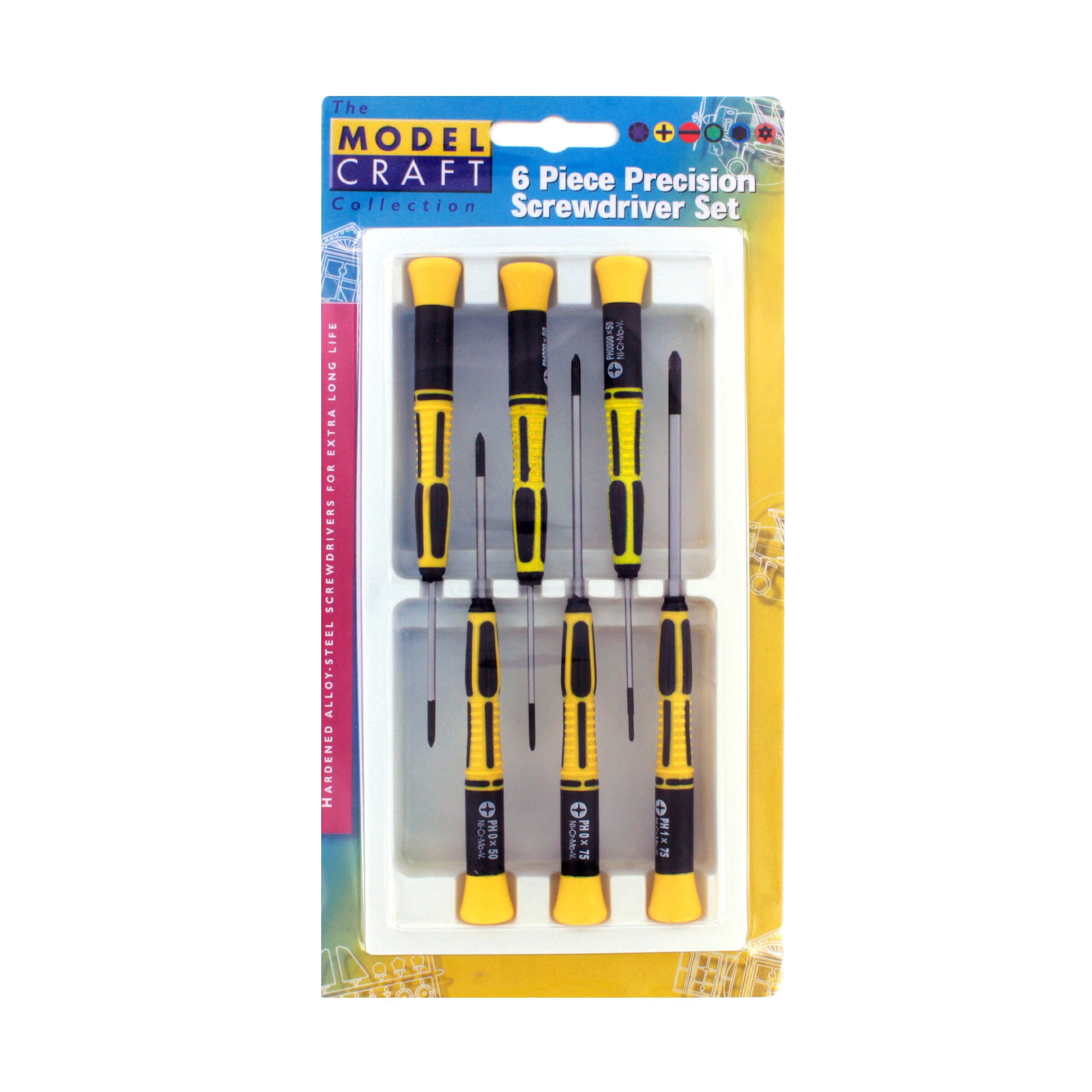 Modelcraft 6-Piece Phillips Screw Driver Set, Pack of 6, Silver