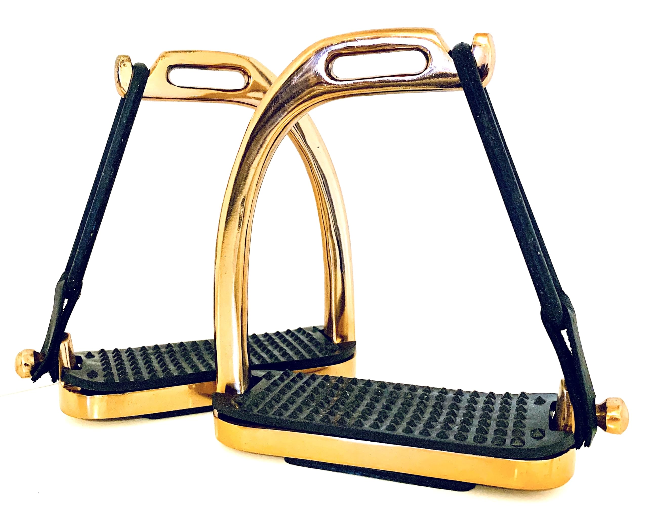 EXTREME Horse Riding Stirrups PEACOCK ROSE GOLD Gloss Fillis Safety S/Steel With Strong Treads (4.5 Inches)