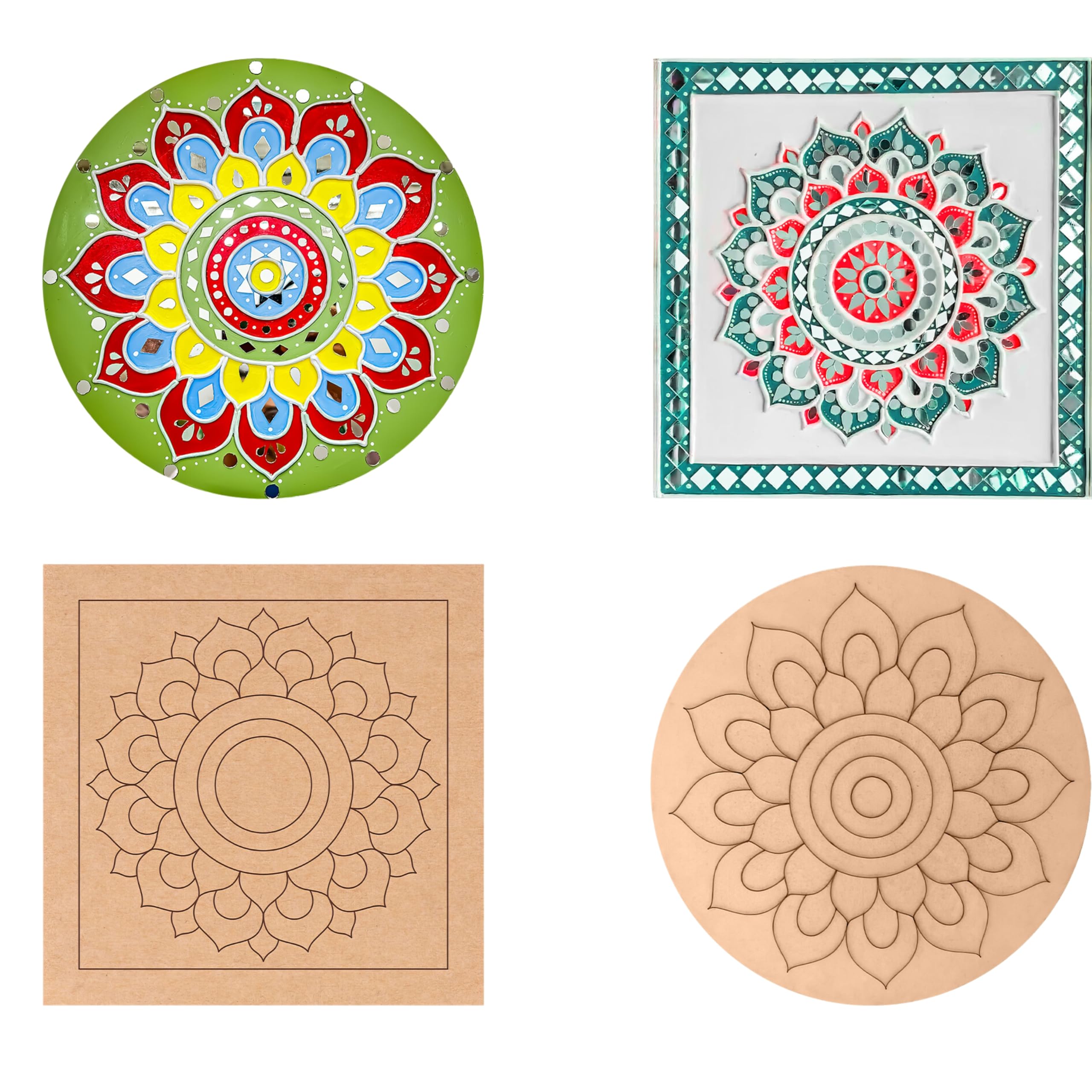 Decordial 12 inches lippan Art Materials DIY kit 2designs Premarked MDF Board (2 pcs premarked Art Board, Ideal for Festive Gifting, Artists, Students-image-32