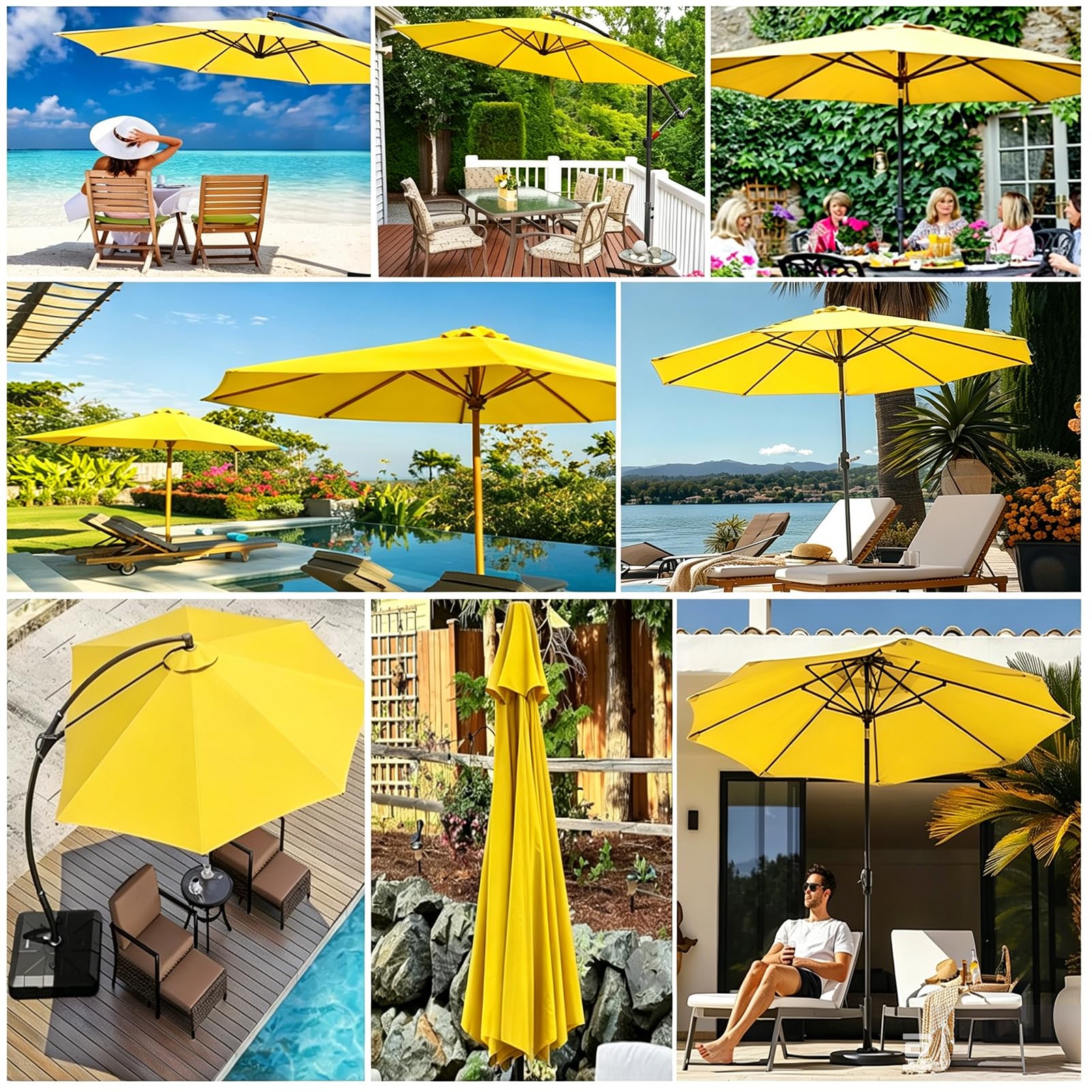 Wymienny baldachim przeciwsłoneczny 6/8 żeber wodoodporny pokrowiec na parasol przeciwsłoneczny, zamiennik markizy na parasol na patio do ogrodu, na basen, tarasy
