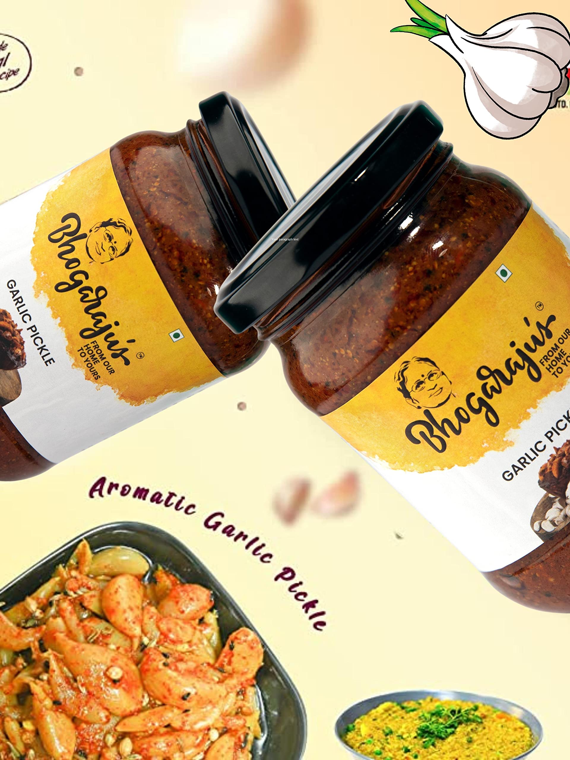 Bhogarajus Garlic Pickle + Bhogarajus Turmeric Pickle Pack of 2 2
