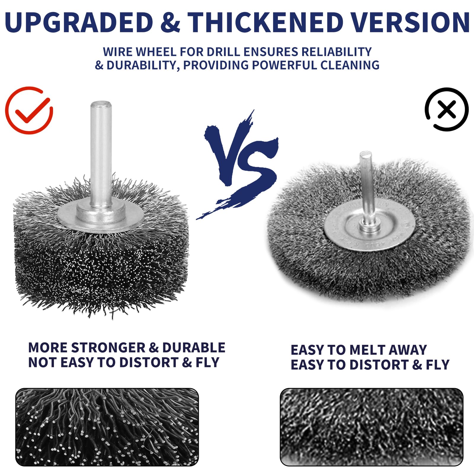 Confezione da 10 spazzole metalliche da 5,1 cm per fissaggio trapano, spazzole metalliche resistenti per rimozione di ruggine e corrosione, filo in acciaio inossidabile ondulato grosso da 0,03