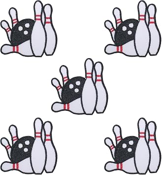 Octory 5 PCS Bowling Ball Iron On Patch for Clothing Saw On/Iron On Embroidered Patch Applique for Jeans, Hats, Bags