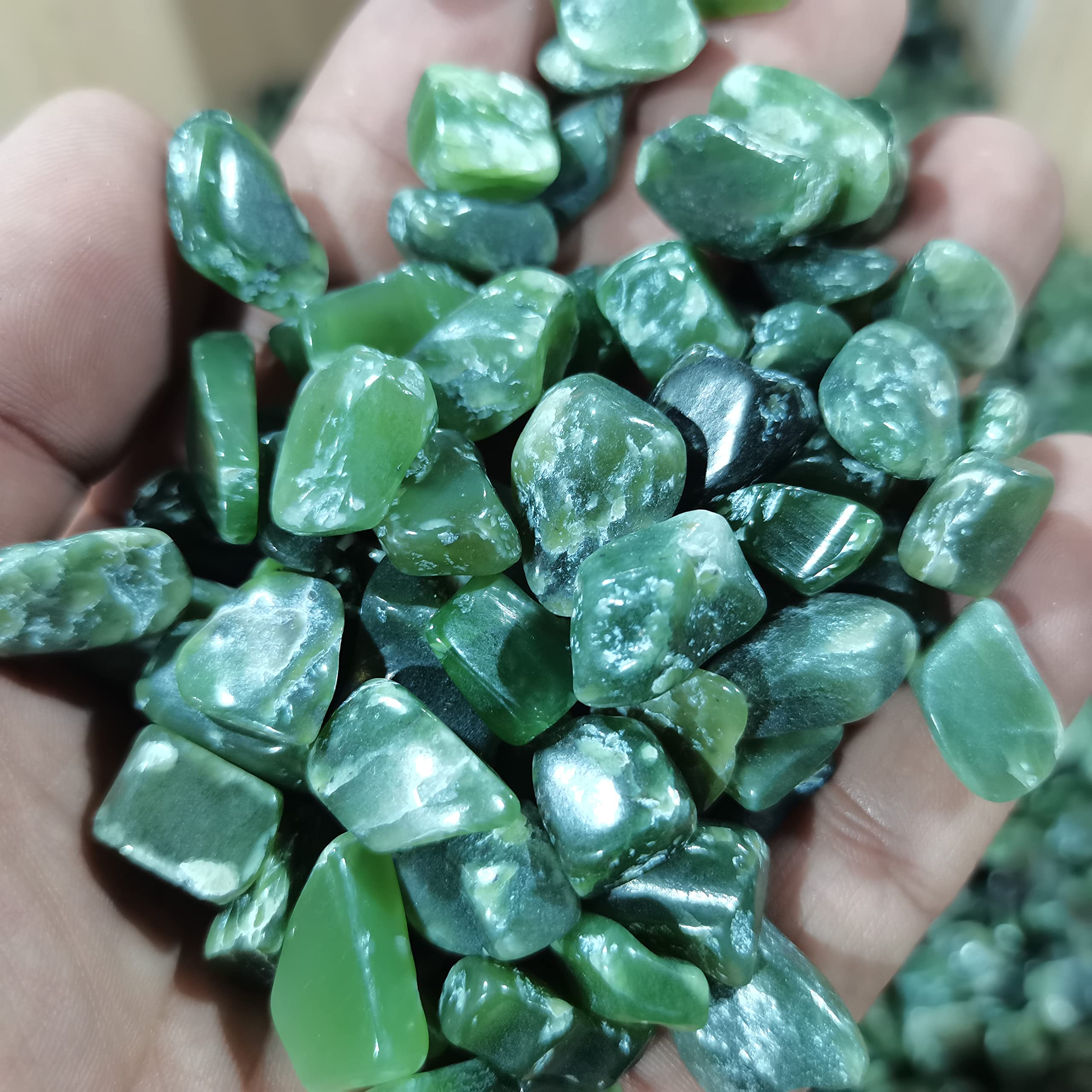 lleno de textura Piedras preciosas for decoración 10.58 oz de piedra de jade Dongling verde natural pequeña grava de cristal DIY decoración de la casa maceta acuario ornamental pecera FengShui Aura Cr
