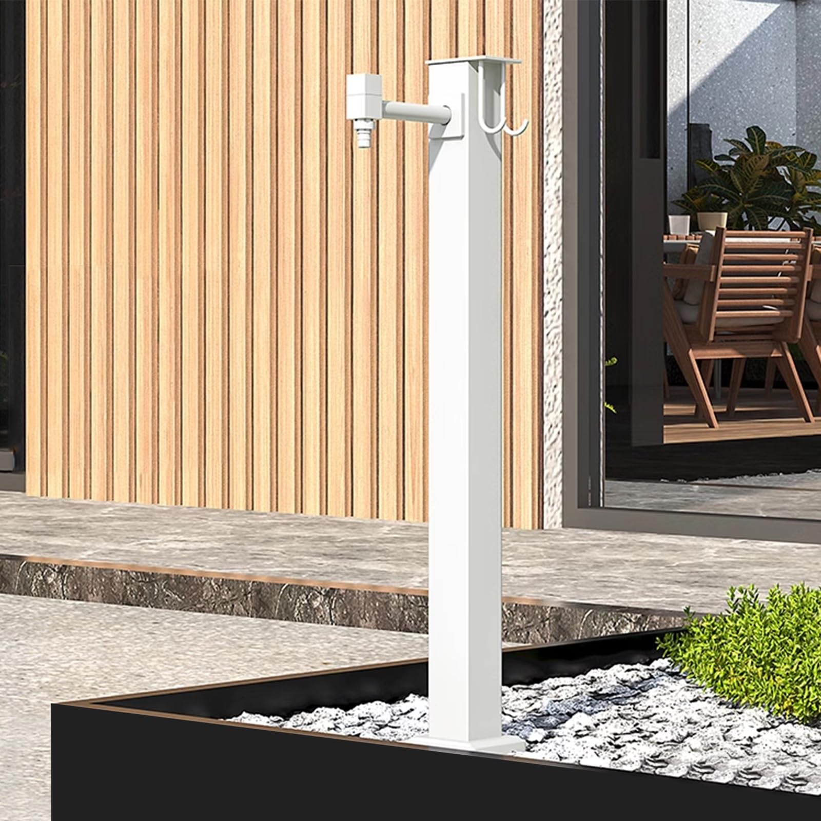 BHGFYXBS Outdoor Faucet Vertical Garden Water Column Water Spigot Freestanding Hose Stand, For Watering/Irrigation/Washing,White-60cm