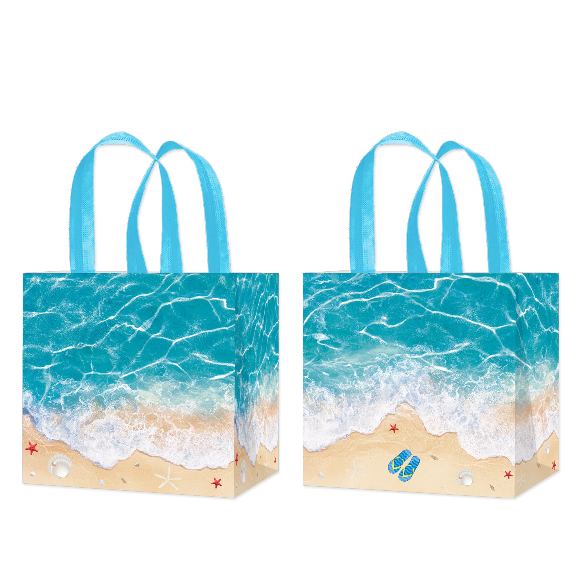 umoni Ocean Waves Favor Bags Summer Beach Birthday Party Supplies 12 Piece Hawaii Beach Treat Bags Non-woven Blue Summer Holiday Pool Goodie Bags for