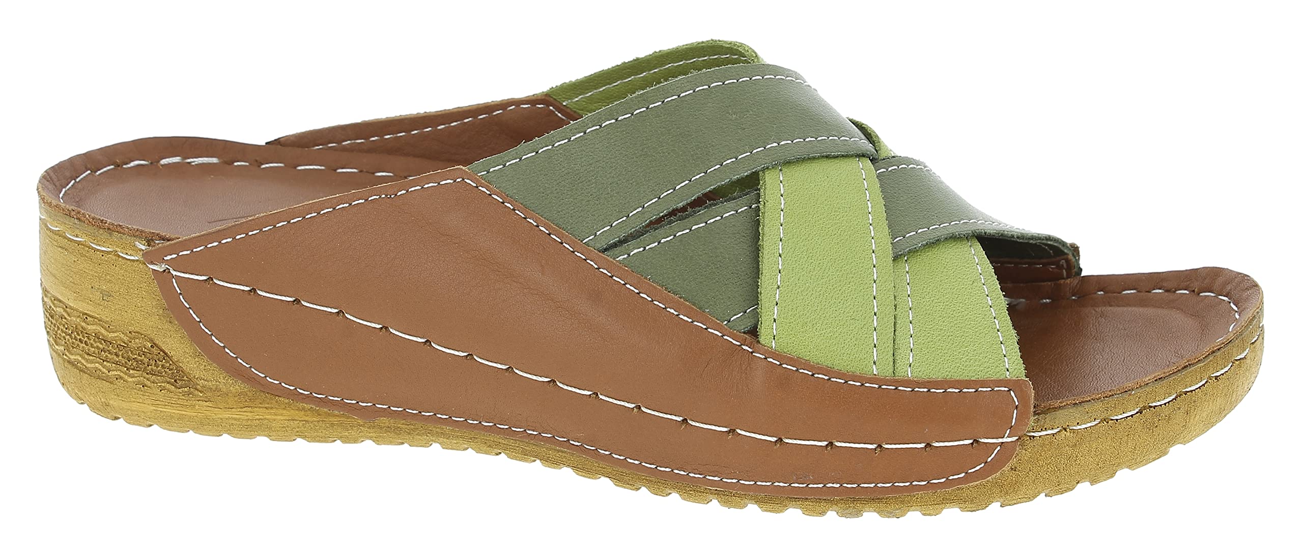 Andrea Conti Women's Mules, Braun Kiwi Olive, 4.5 UK