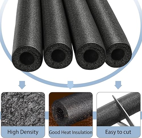 Vista 11 de Paquete de 16 tubos de espuma de aislamiento de codo para exteriores, cubiertas de tubería negra, tubos de aislamiento de codos, cubiertas de espuma