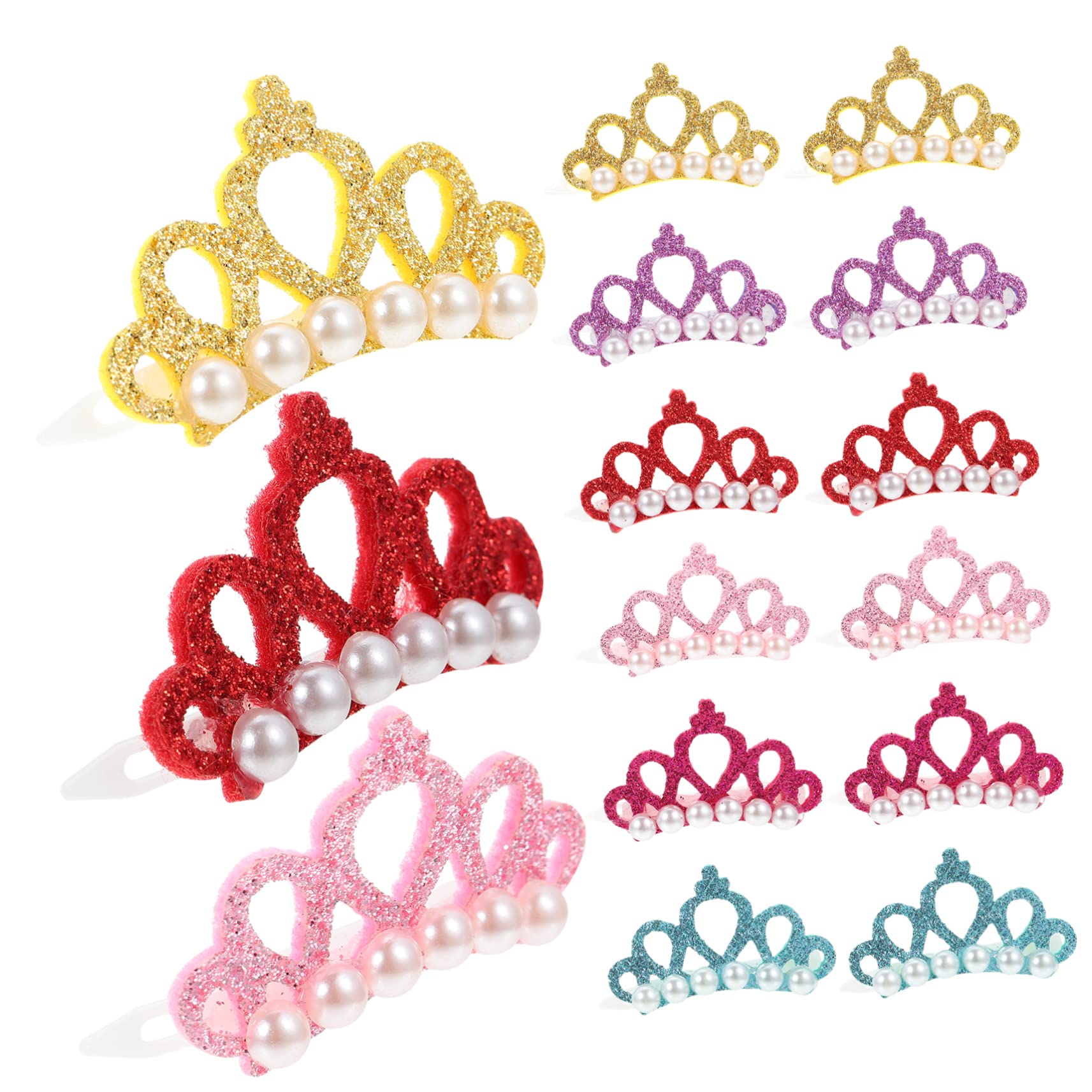 HOLIDYOYO 30Pcs Lovely Pet Hairpins Crown Shaped Dog Cat Hair Clips for Grooming for Daily Wear Special Events Adorable Accessories for Pets Includes Colors