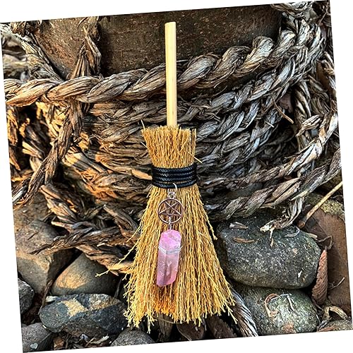 Miniatura 3 de NOLITOY 2 piezas de adorno de escoba de bruja, dijes de bruja para foto de automóvil, llavero de cristal para colgar en Halloween, colgante de