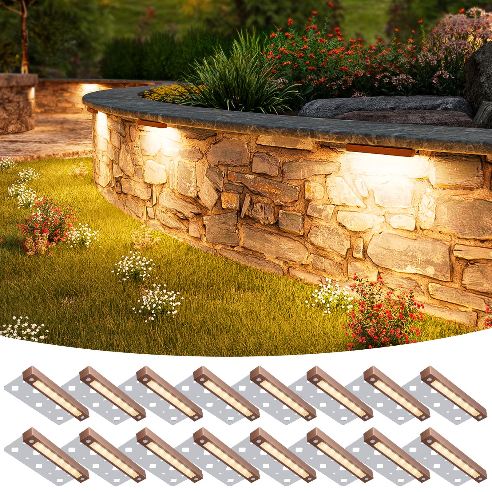 趣味 Lightning outdoor VOLISUN 16 Pack 7 Inch Retaining Wall Lights, Waterproof LED