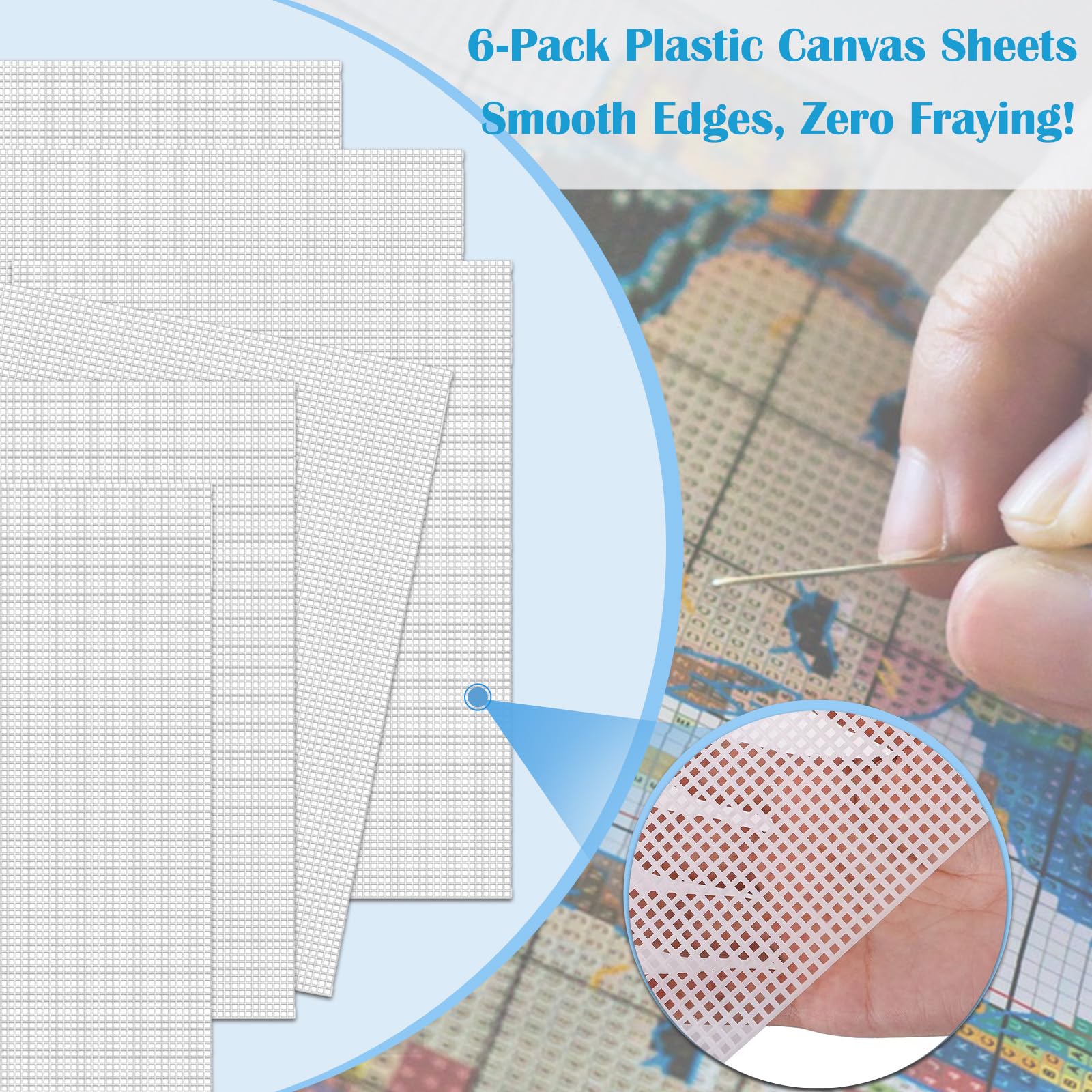 7 Count Plastic Canvas Sheets 6-Pack - 10.5x13.5 Inch Needlepoint Mesh For Crafts