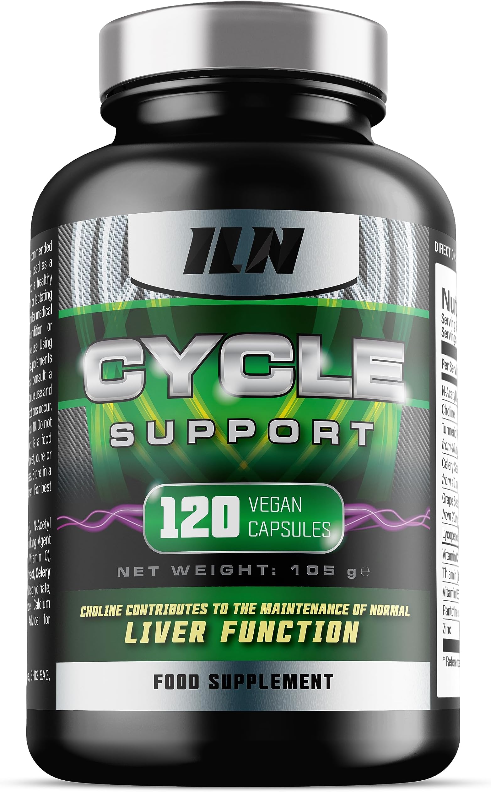 Cycle Support Supplement - NAC, Hawthorn Berry and with Choline for Normal Liver Function - Vegan and Vegetarian Suitable (120 Capsules)