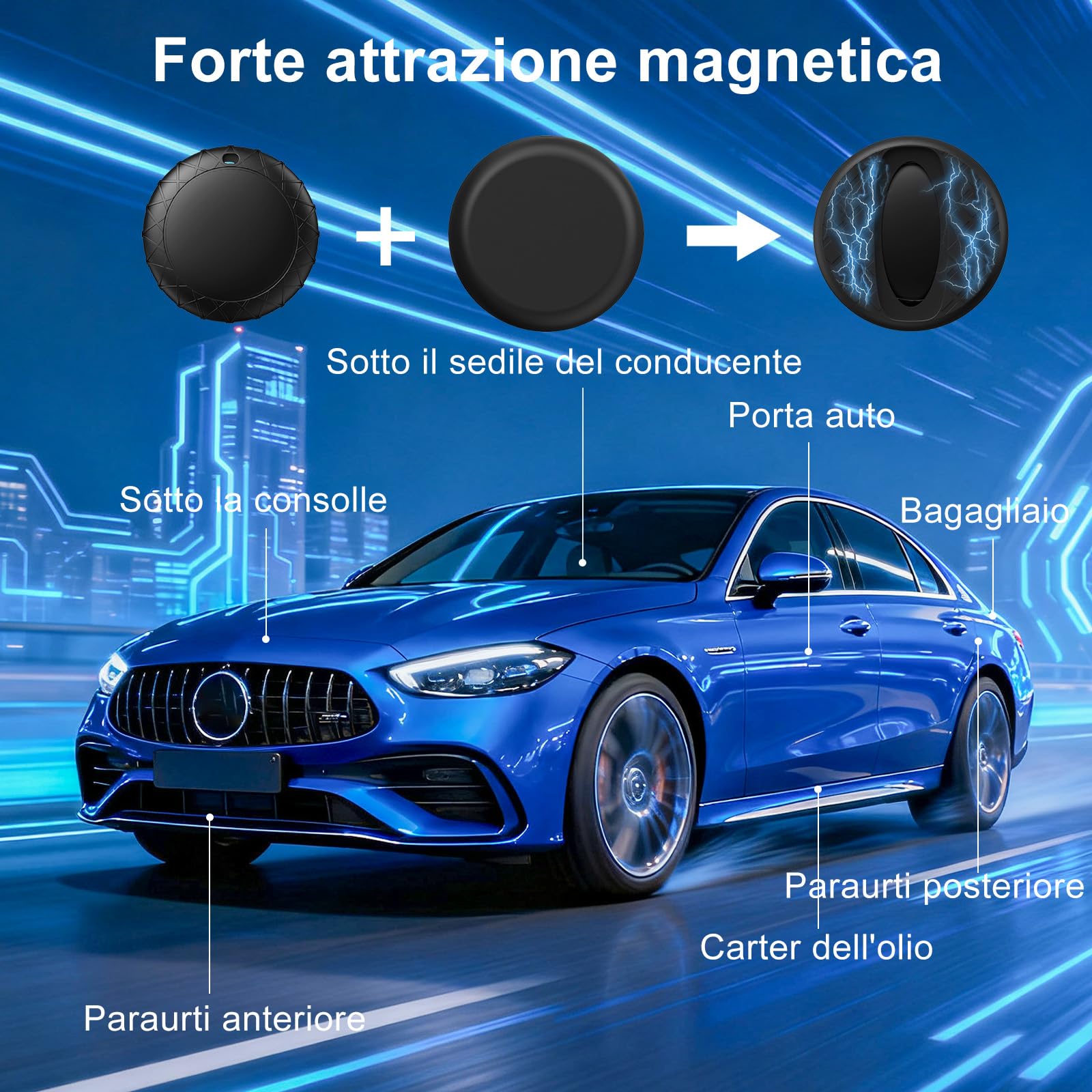 GPS Tracker per Auto, GPS Auto Localizzatore Compatibile con iOS e Android, Tracciamento Globale in Tempo Reale, Localizzatore Gps Senza SIM, per Bambini, Auto, Animali Domestici, IPX6 Impermeabile