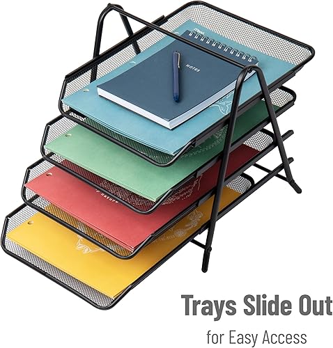 Miniatura 10 de Mind Reader MESHMON3P-BLK  Organizador con cajón y base para monitor, de rejilla de metal, y organizador de 3 niveles para escritorio de rejilla de