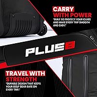 Vista 4 de Plus 8 - Funda rígida para viajes de golf para aerolíneas, tela impermeable 1680D, duradera y ligera, bolsa de golf con ruedas y bloqueo TSA